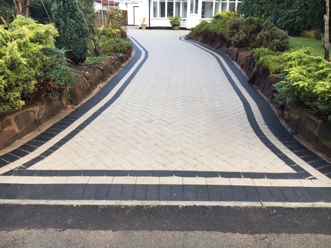 Block paved driveway.