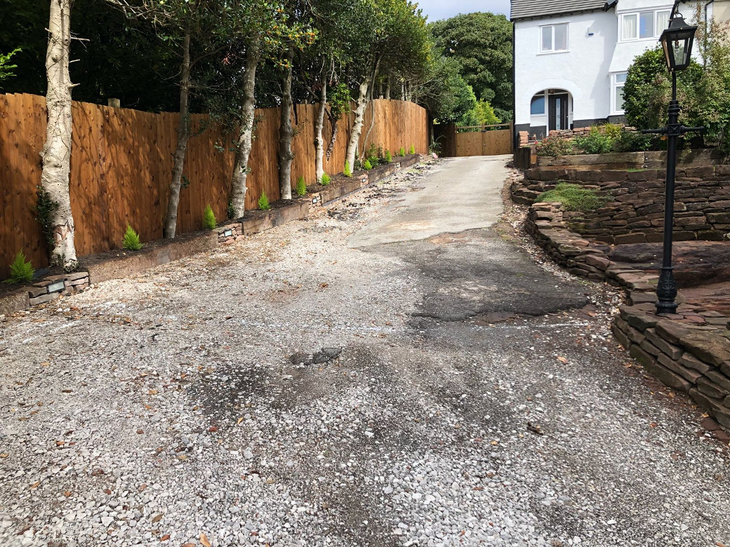 Long driveway before construction.